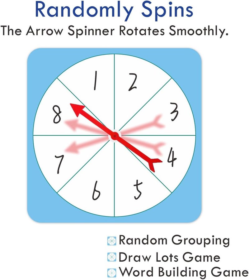 SUPXINJIA Magnetic Spinner for White Board School Dry Game Wheel Erase Magnetic 11.2in Dry Erase Spinning with Writing Film and Arrows for Classroom Math Manipulatives Supplies (8 grids) - Image 5